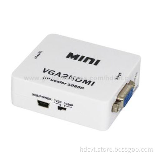 Mini VGA + Audio to HDMI 1,080P Converter, 66 x 55 x 20mm DimensionsNew